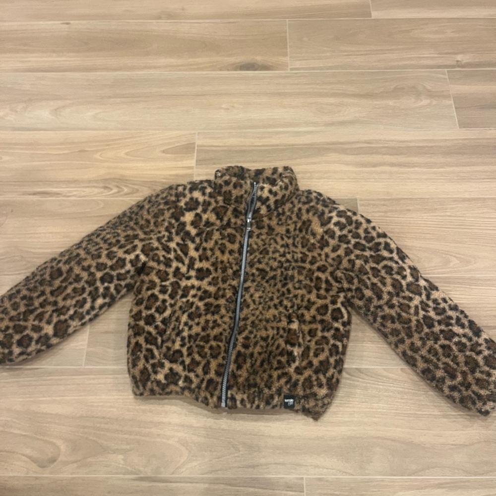 Kensie Girl Brown Leopard Print Bomber Jacket